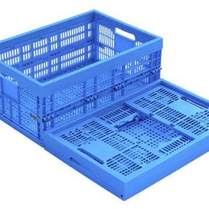 4" PLASTIC STACKING CRATES LUGS BINS BASKETS FOLDING COLLAPSIBLE #11 