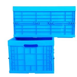 white Collapsible Plastic Storage Box with Lids Folding Plastic Containers with Pulley ZGTTANG,Stackable Utility Crates Small 