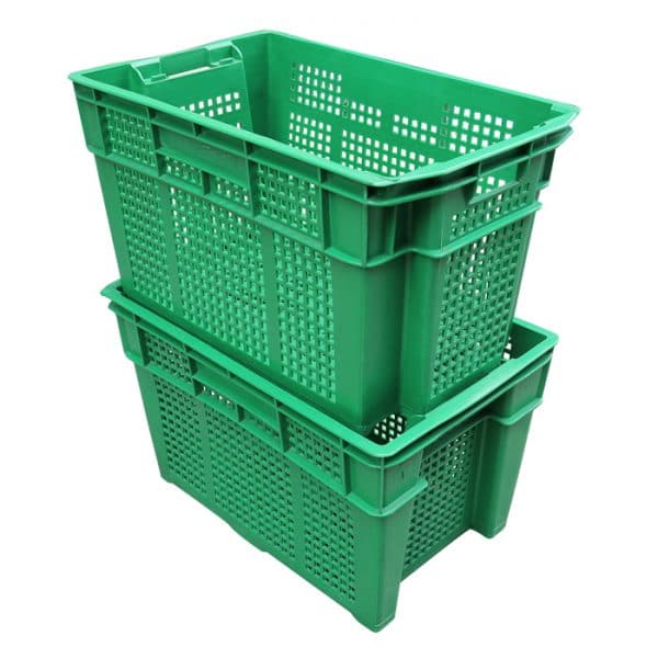 green plastic crates for fruits and vegetables