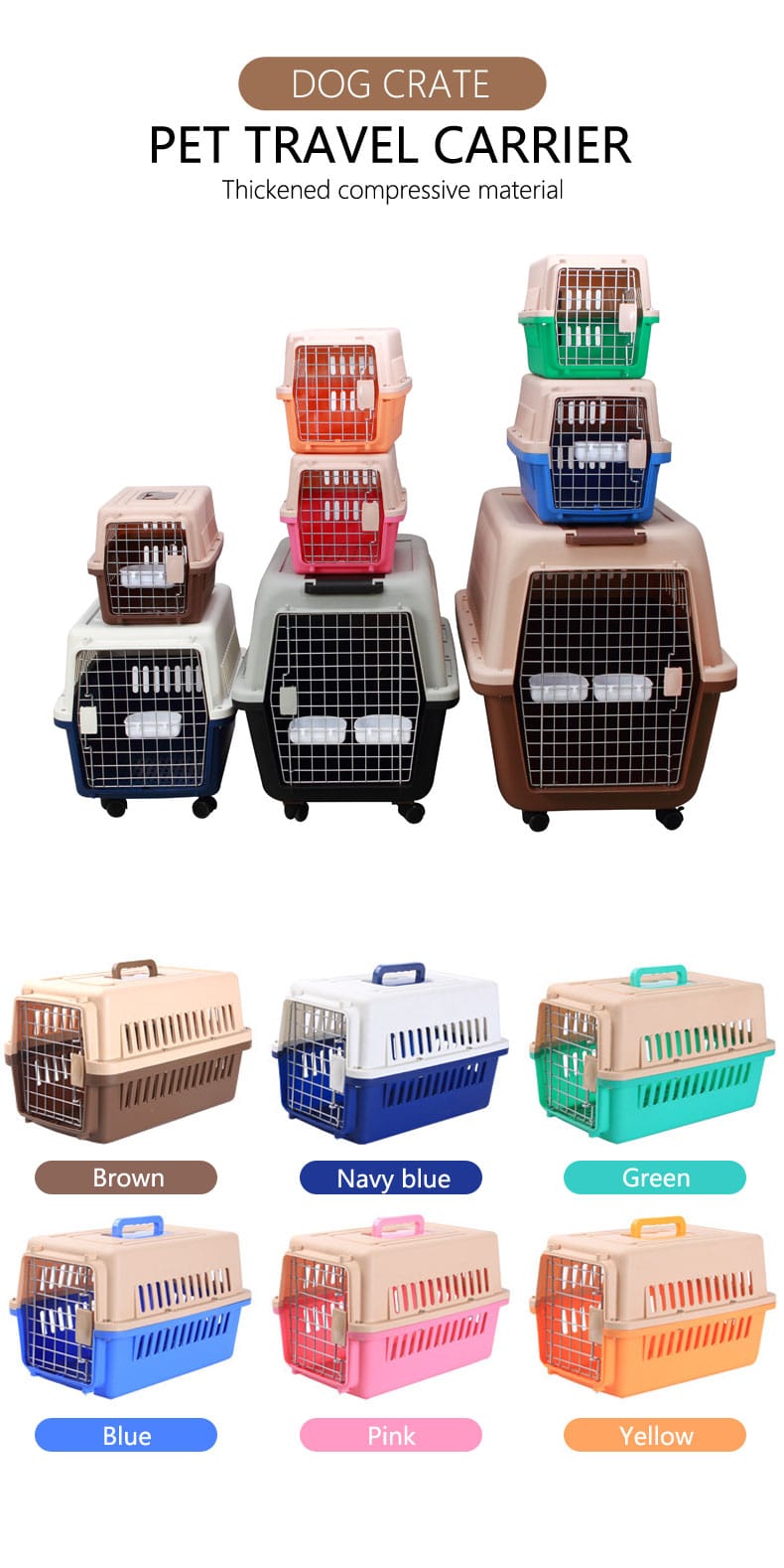 plastic dog crate available color