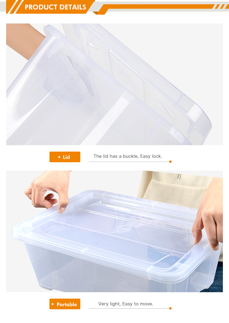 10L Clear clothing Storage Bins with lids