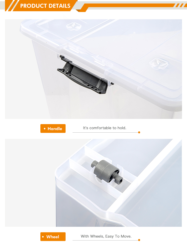 50L clear storage boxes with wheels