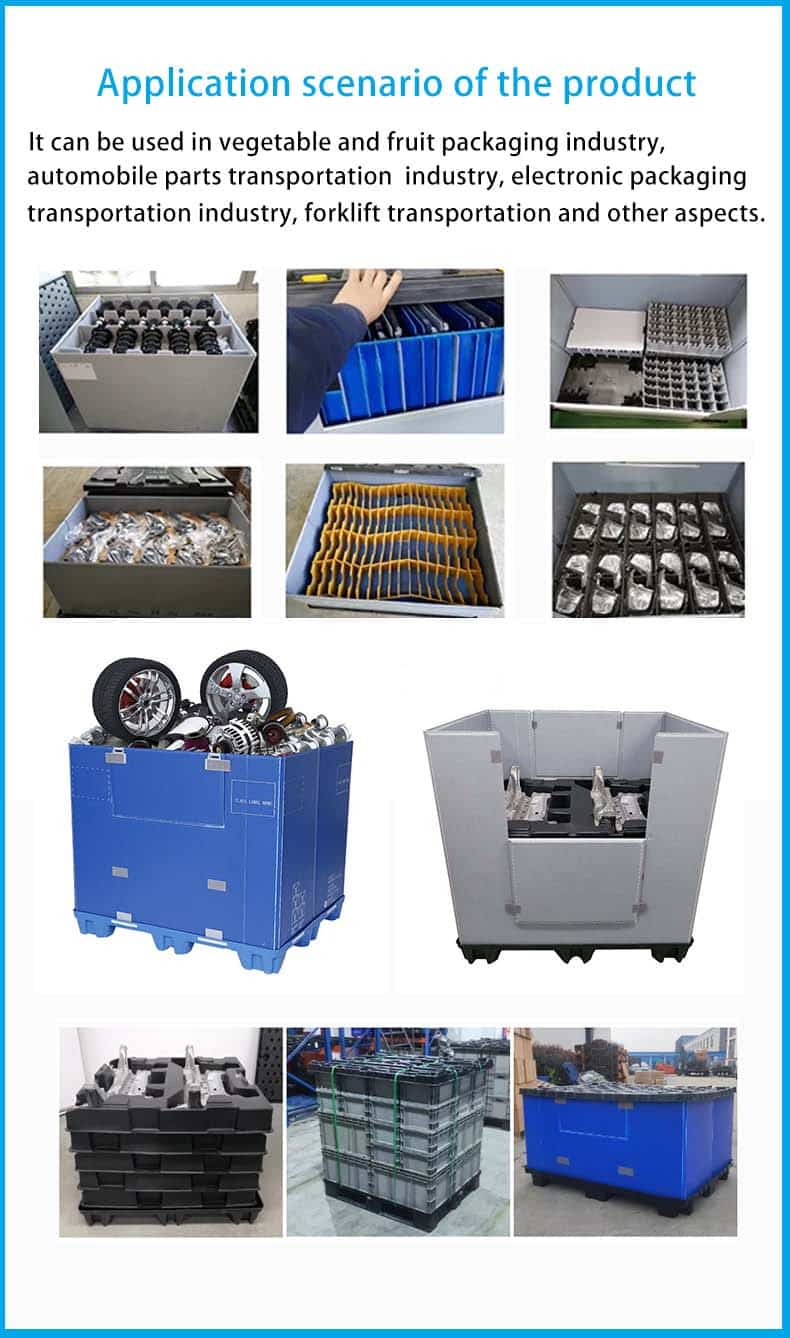 Collapsible plastic sleeves boxes for auto parts application